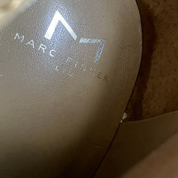 Marc Fisher LTD Larry Sock Ankle Boot Women 9 M Tan Faux Suede Pointed Toe Block - Picture 10 of 15